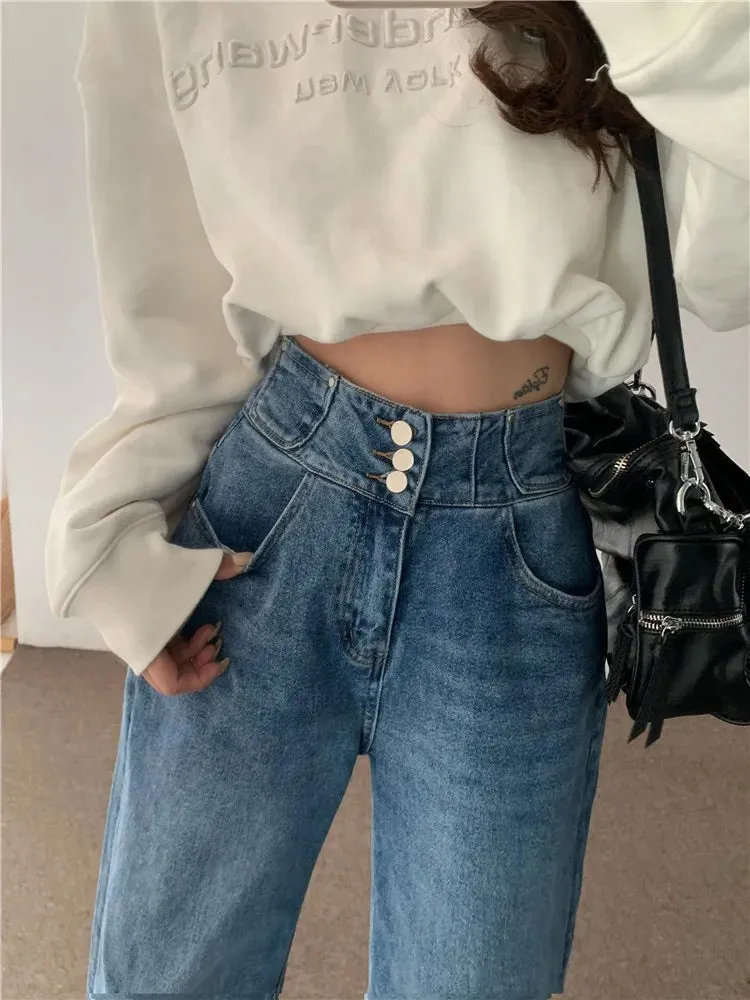 2024 Streetwear Classic Full-Length Denim Pants for Women