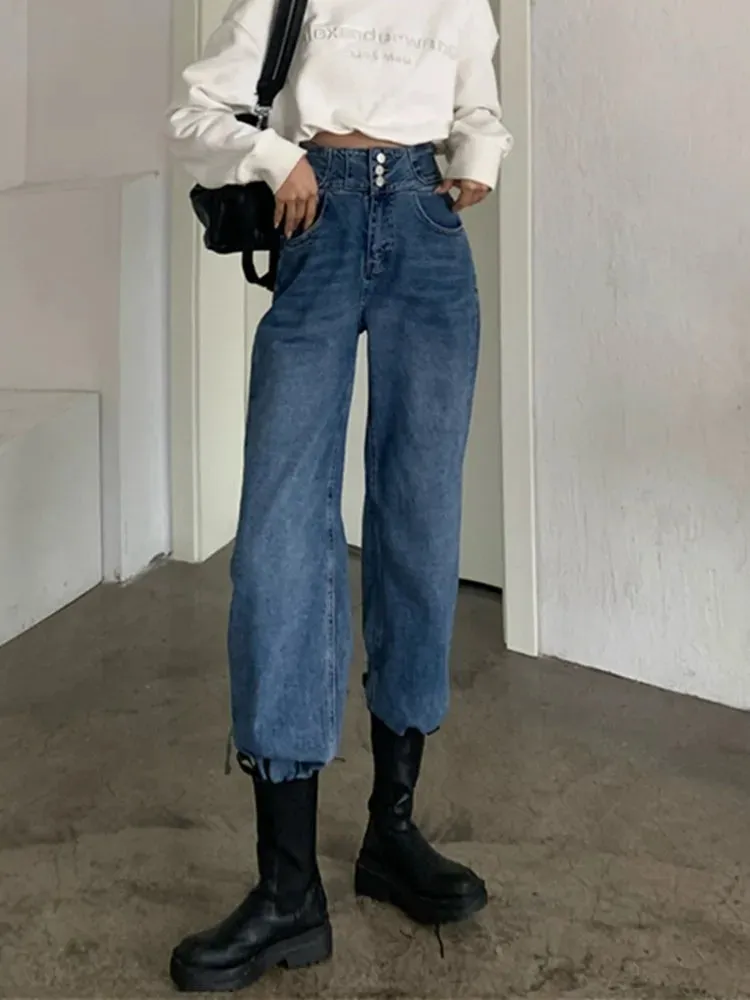2024 Streetwear Classic Full-Length Denim Pants for Women