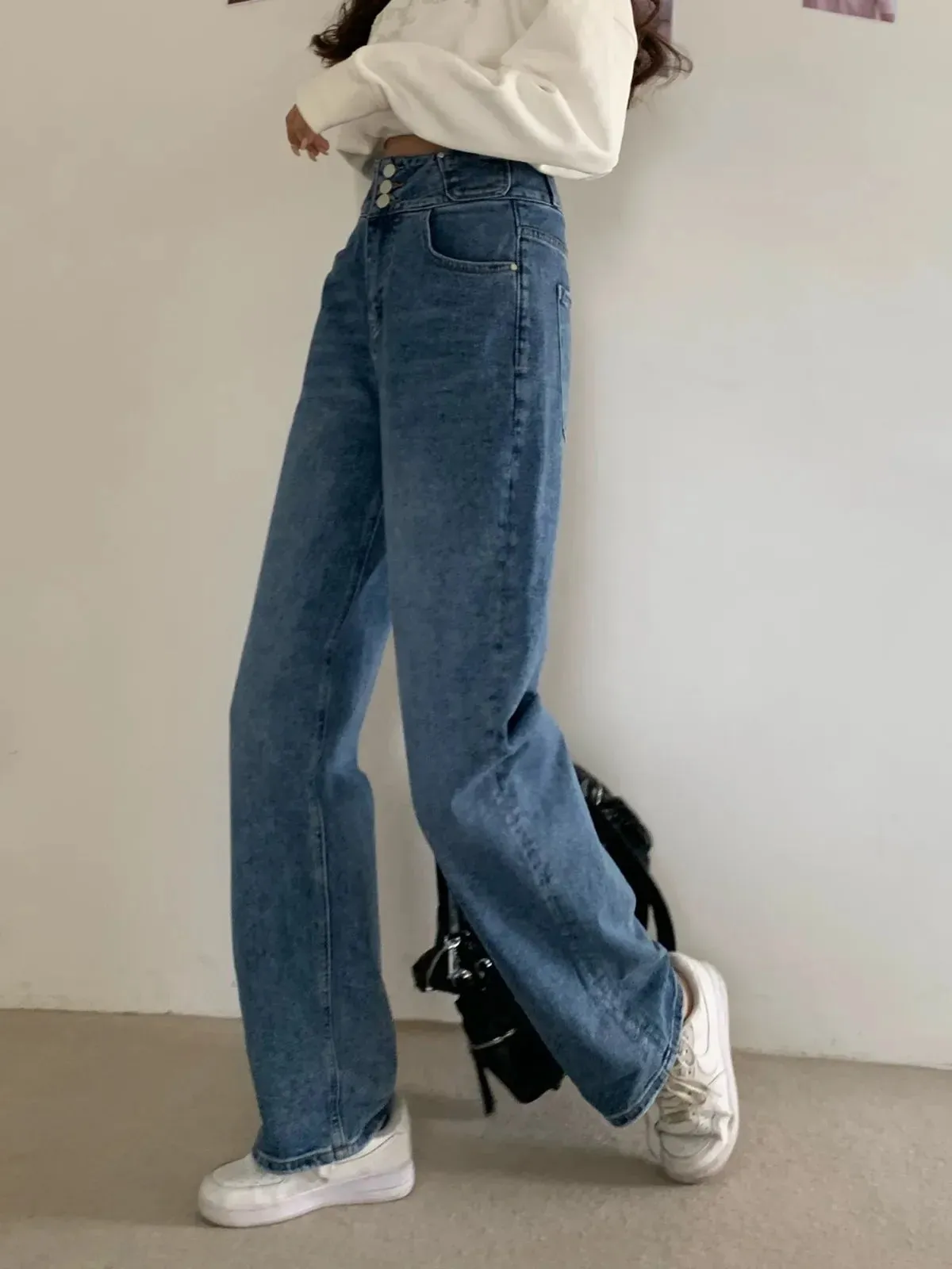 2024 Streetwear Classic Full-Length Denim Pants for Women