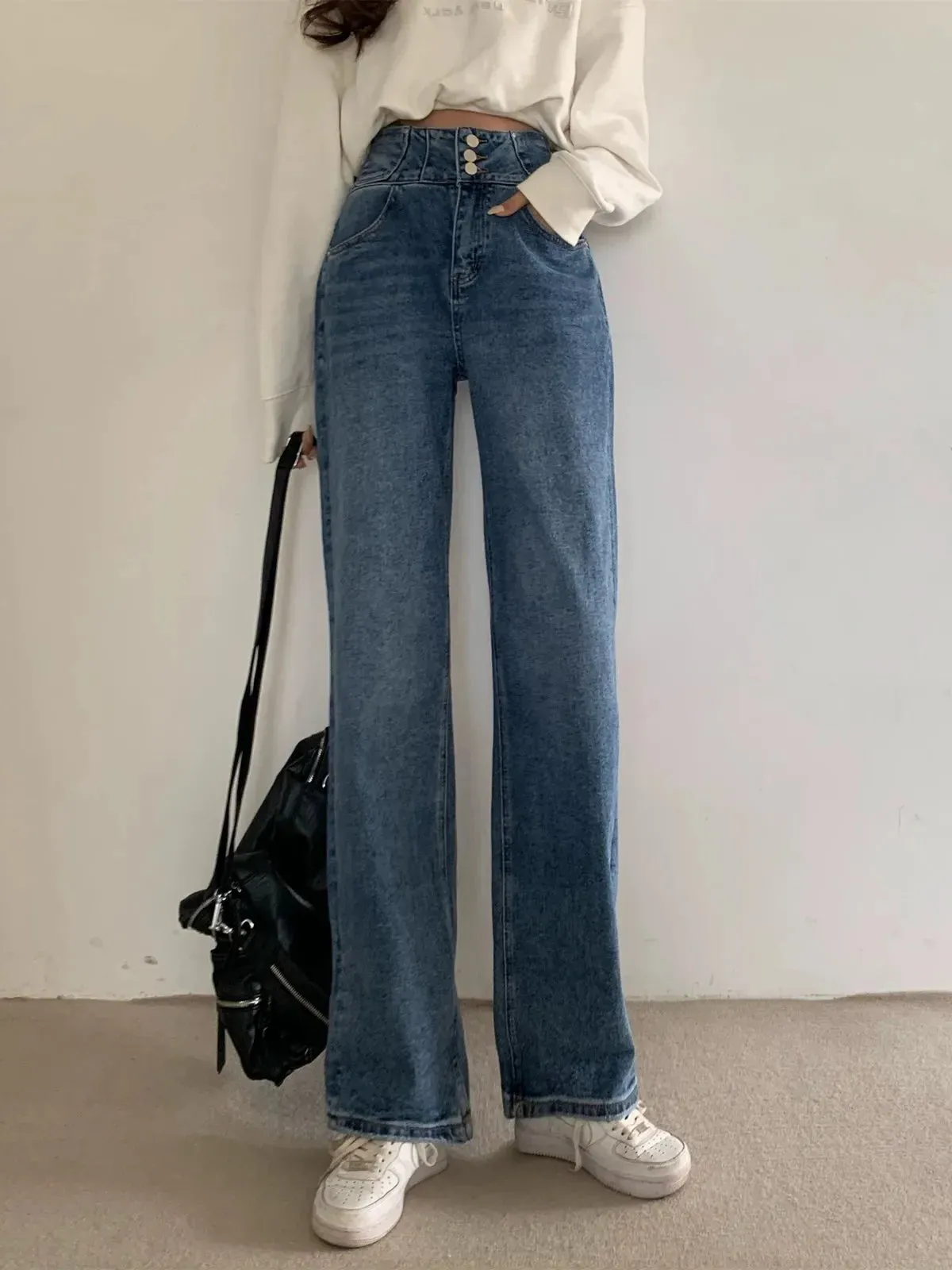 2024 Streetwear Classic Full-Length Denim Pants for Women