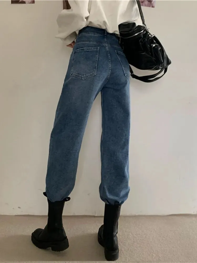 2024 Streetwear Classic Full-Length Denim Pants for Women