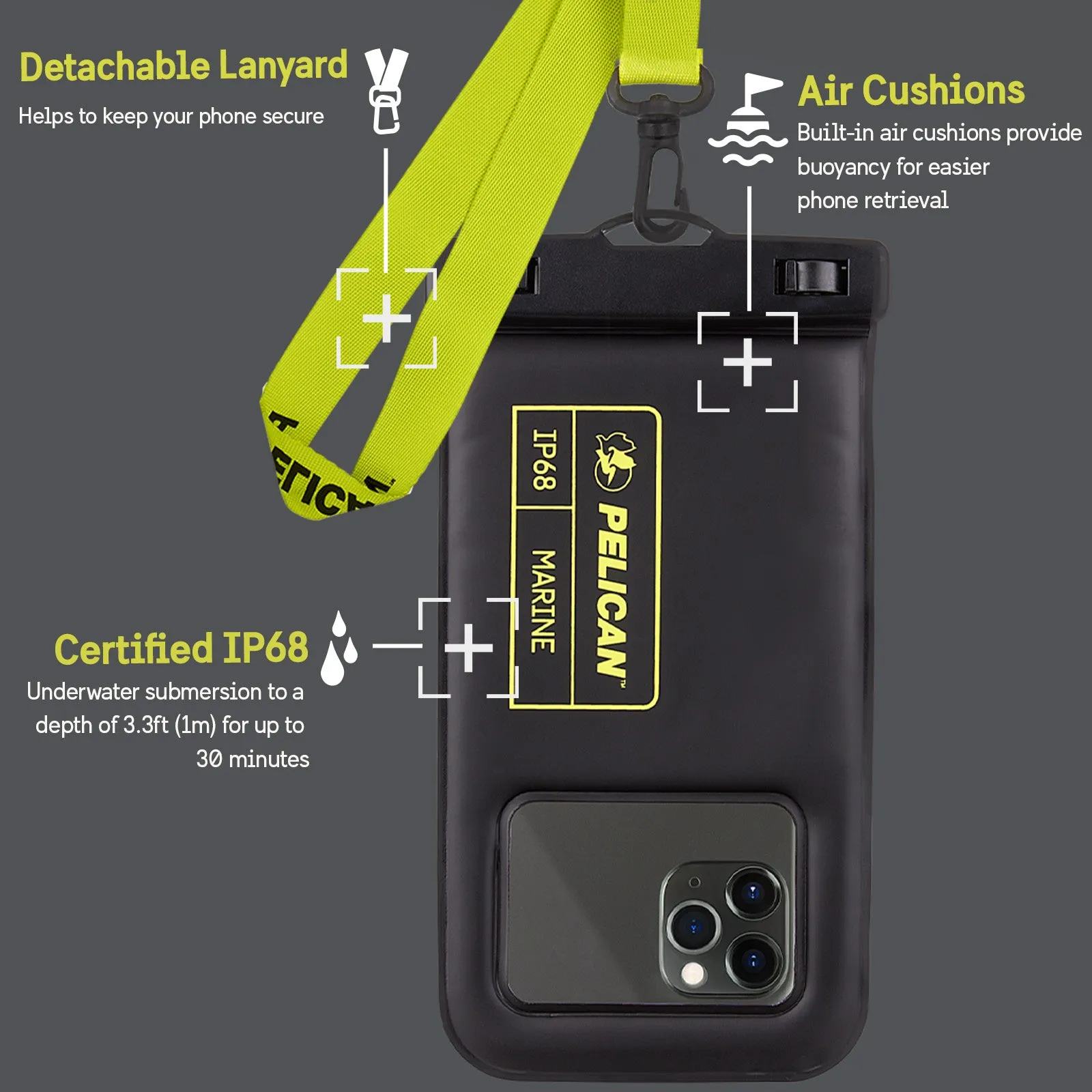 4 Pack Pelican Marine Waterproof Floating Pouch (Black / Yellow)