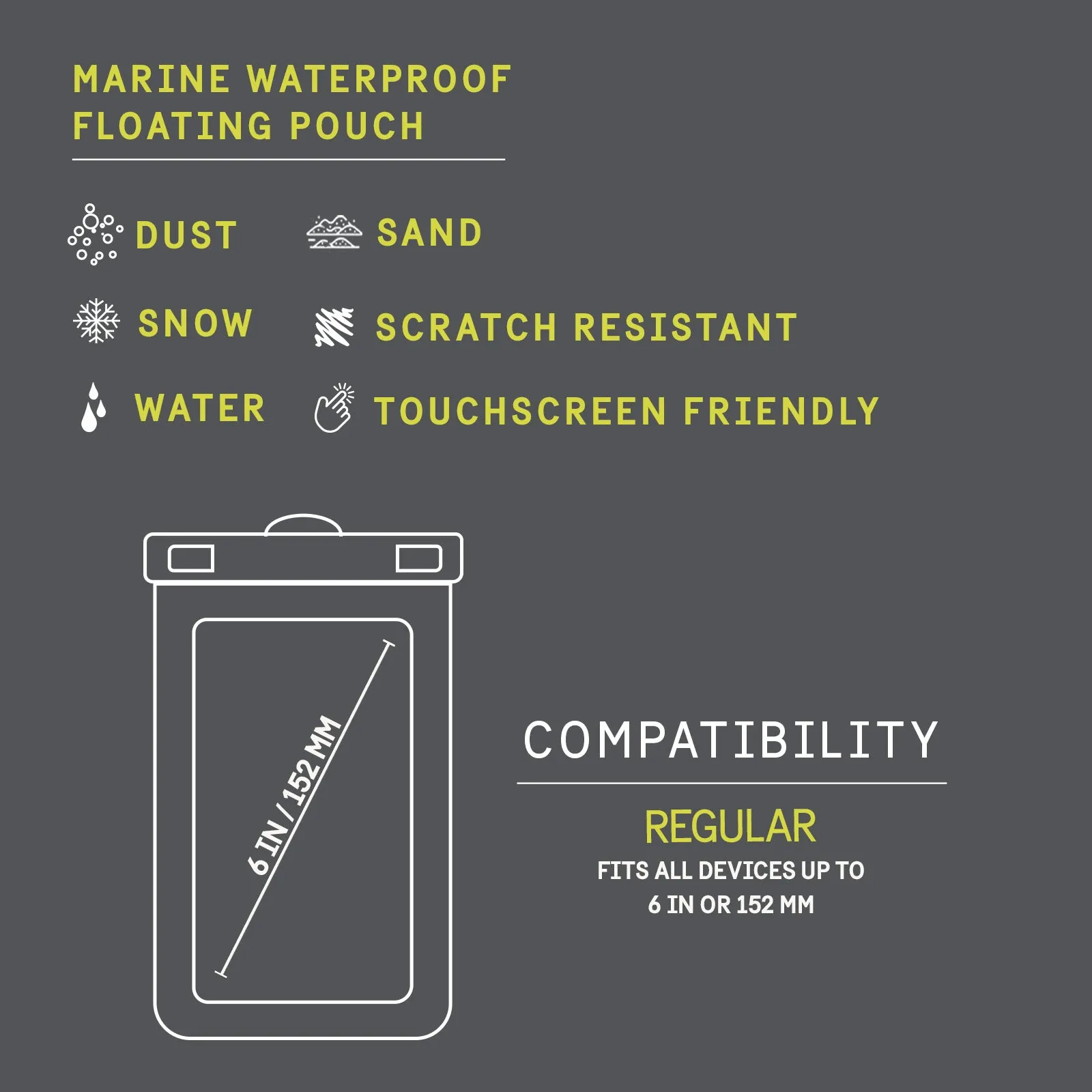 4 Pack Pelican Marine Waterproof Floating Pouch (Black / Yellow)