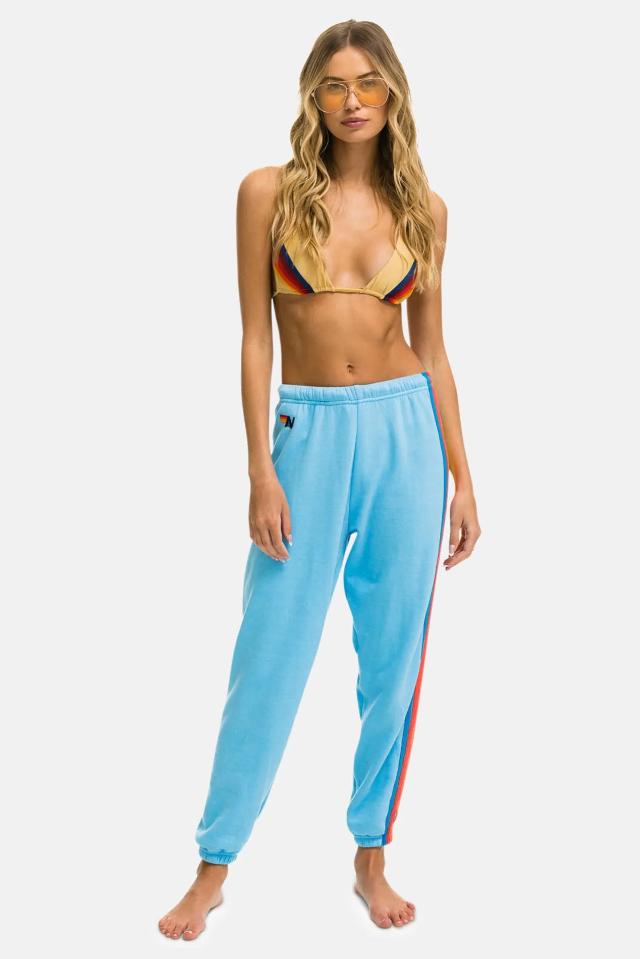 5 Stripe Sweatpants Sky/Neon Rainbow