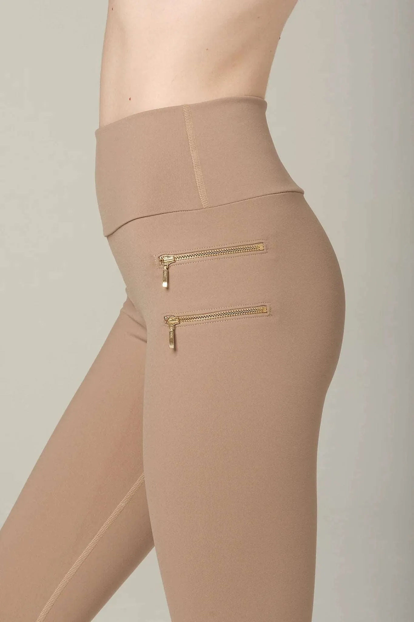 925 Fit Women's Zip It Super Soft Legging Pants - Latte Brown