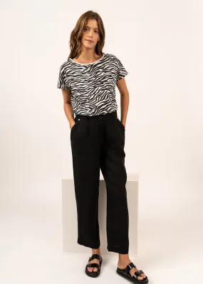 ALINE - Straight-Leg Pants | 100% Linen (BLACK)