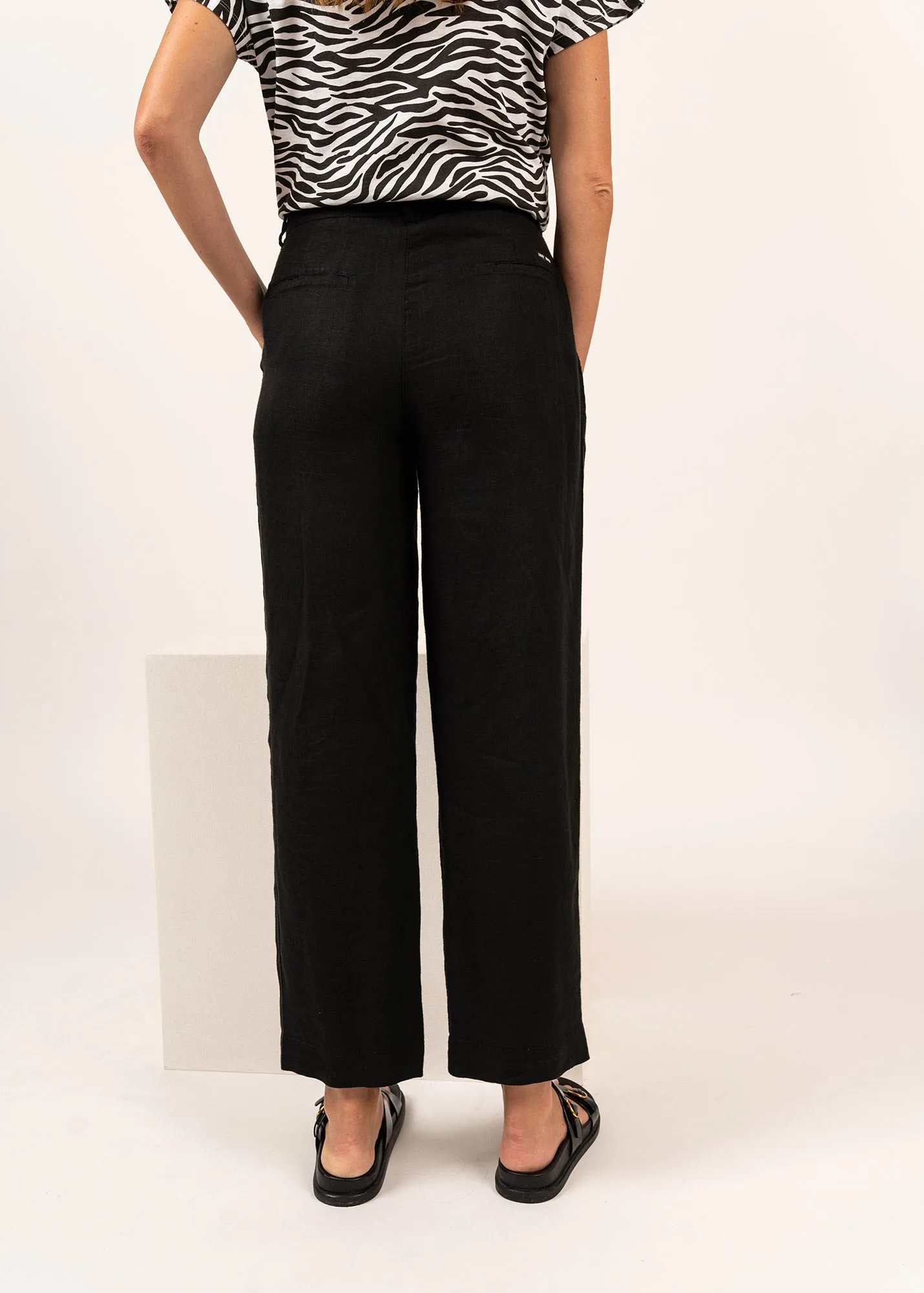 ALINE - Straight-Leg Pants | 100% Linen (BLACK)