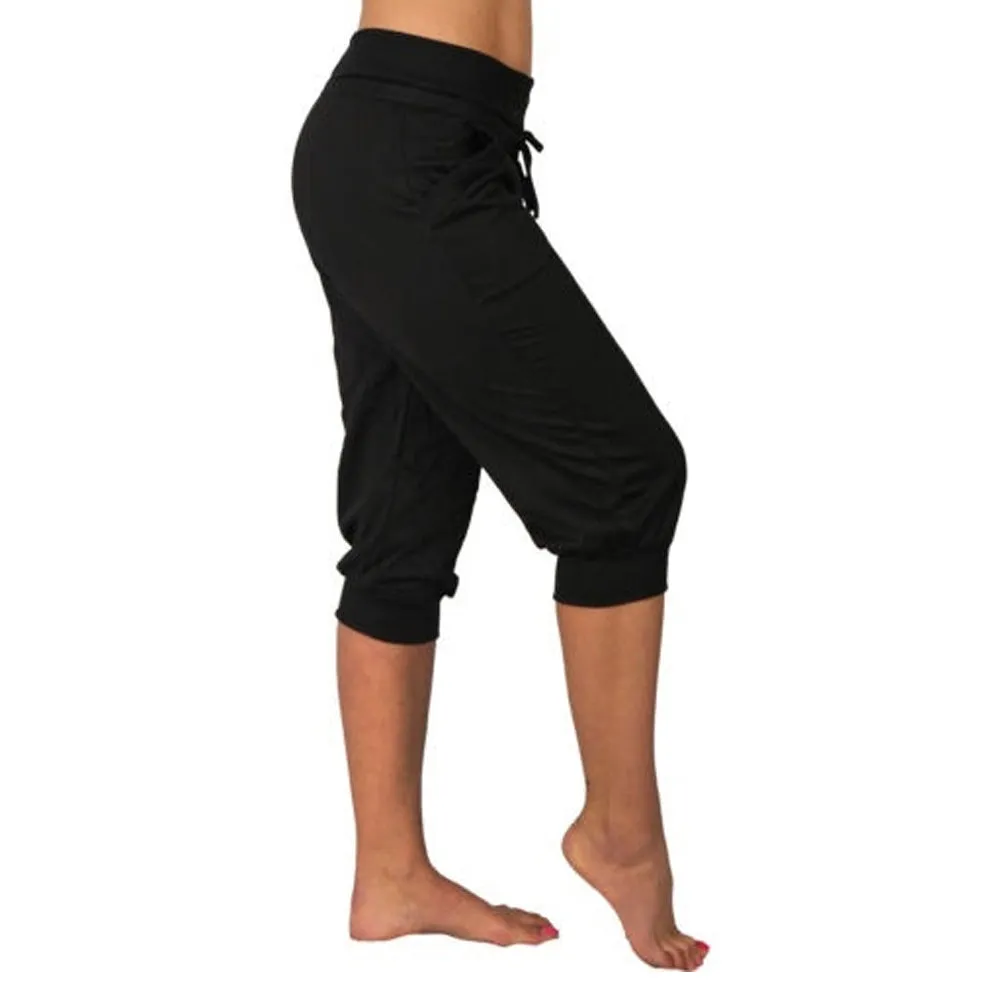 Amy Fashion - Casual Solid Color Low Rise Capri Pants