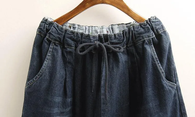 Babakud Women Retro Embroidered Denim Wide-Leg Pants