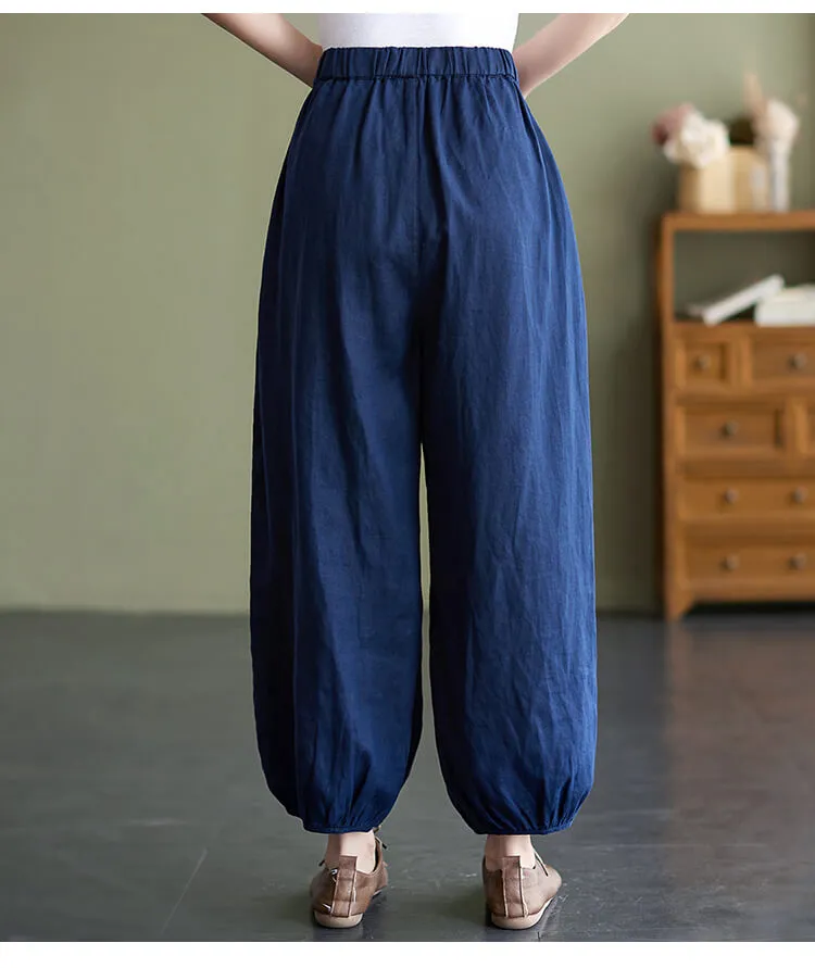 Babakud Women Summer Cotton Linen Bloomers Pants