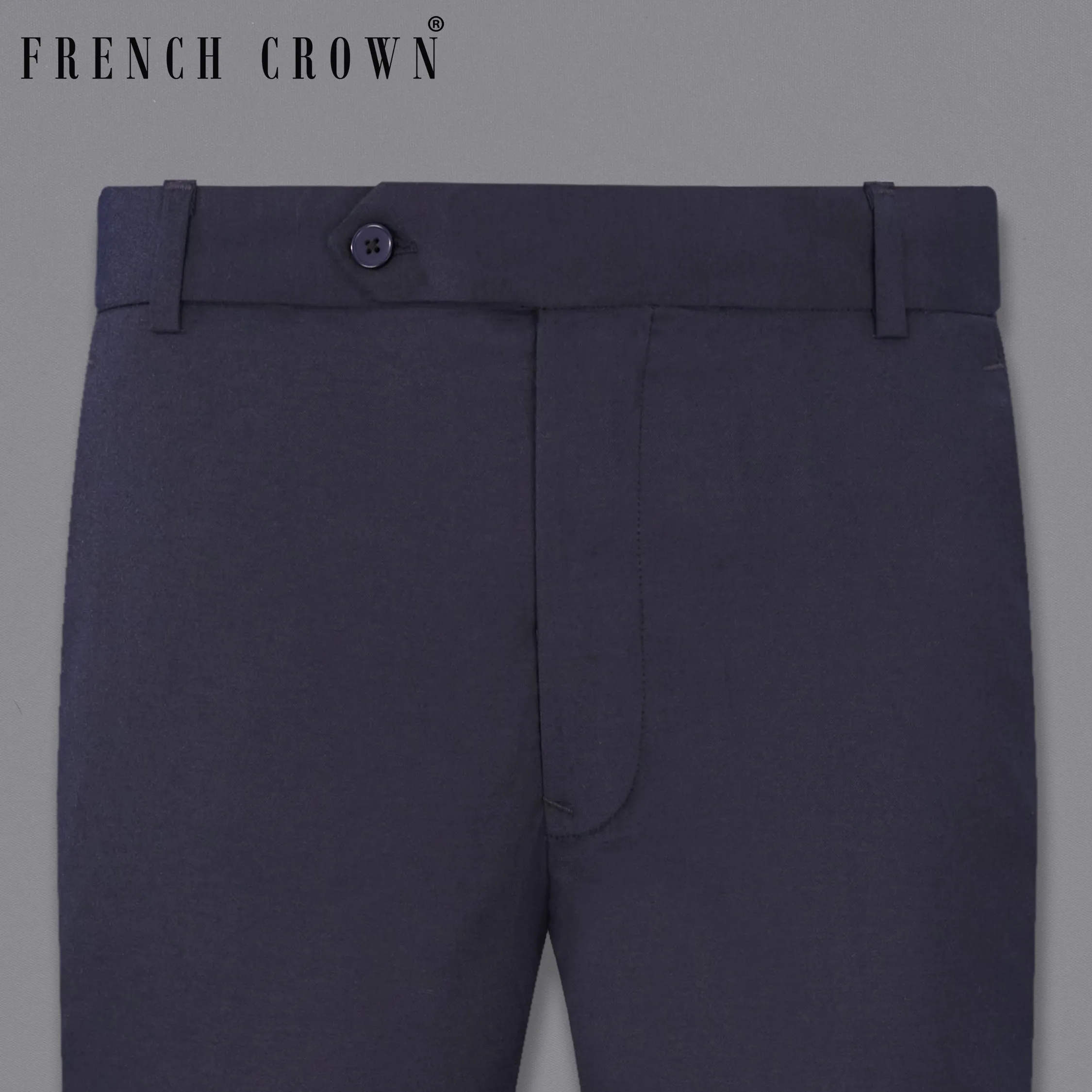 Baltic Sea Navy Blue Textured Pant
