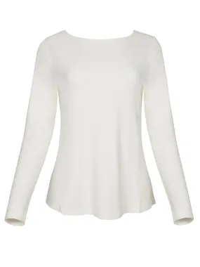 Bamboo Boat Neck Long Sleeve Tee - Cream