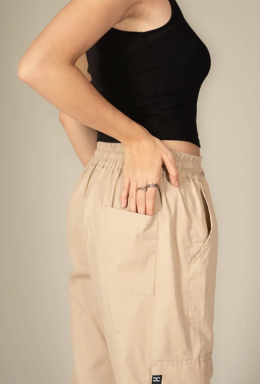 Beige Cargo Parachute Pant - Unisex Comfy Pant