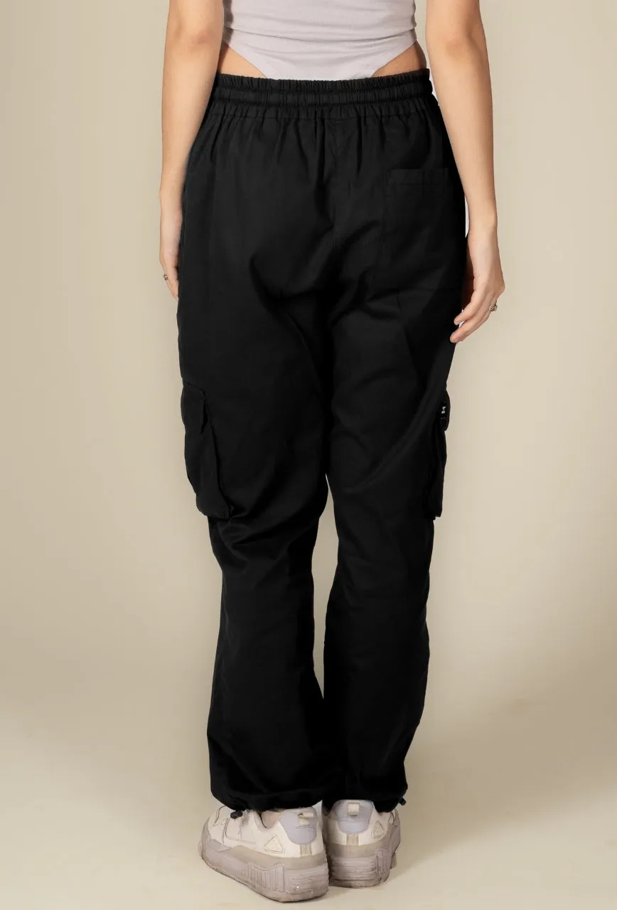 Black Cargo Parachute Pant - Unisex Comfy Pant