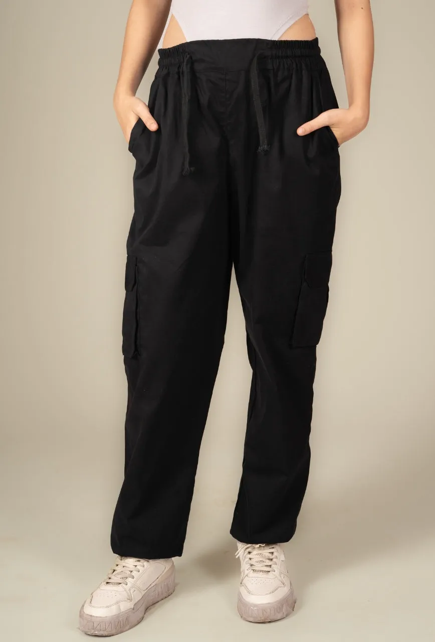 Black Cargo Parachute Pant - Unisex Comfy Pant