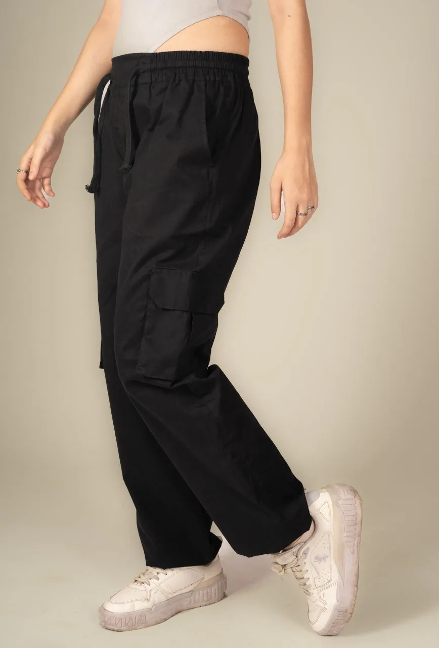 Black Cargo Parachute Pant - Unisex Comfy Pant