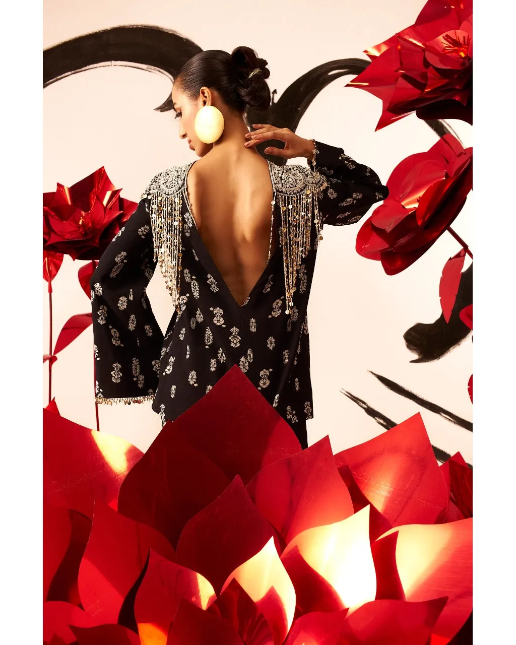 Black Floret Tunic & Pants