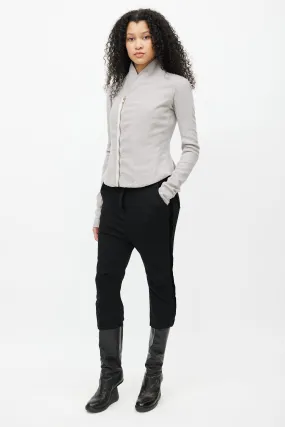 Black Wool & Velvet Cropped Pant