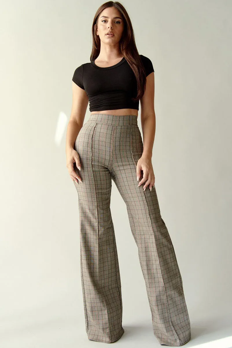 Brown/Rust Pants Vicky Pintuck Flair Business Casual Pants