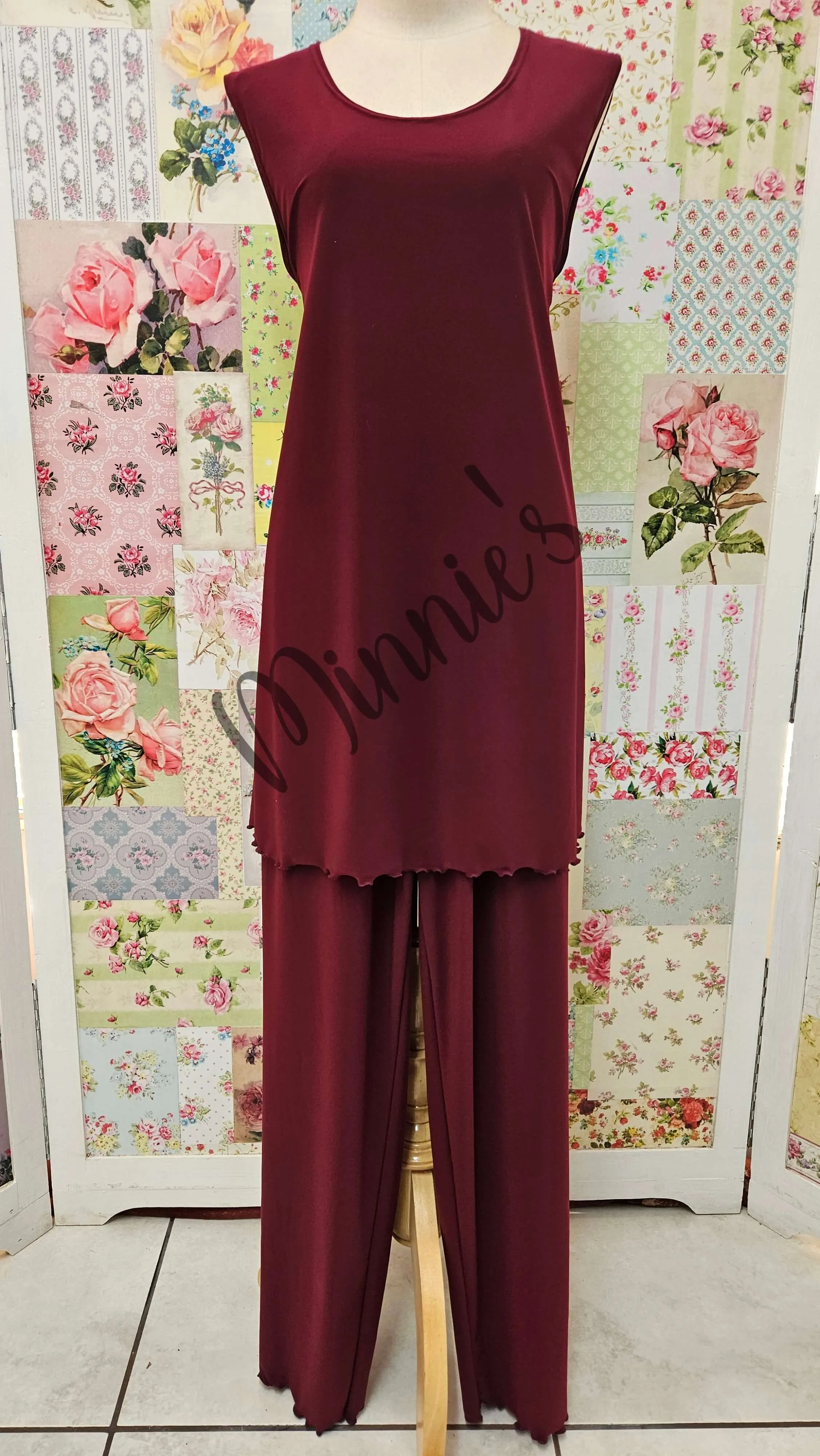 Burgundy 3-Piece Pants Set LR0671