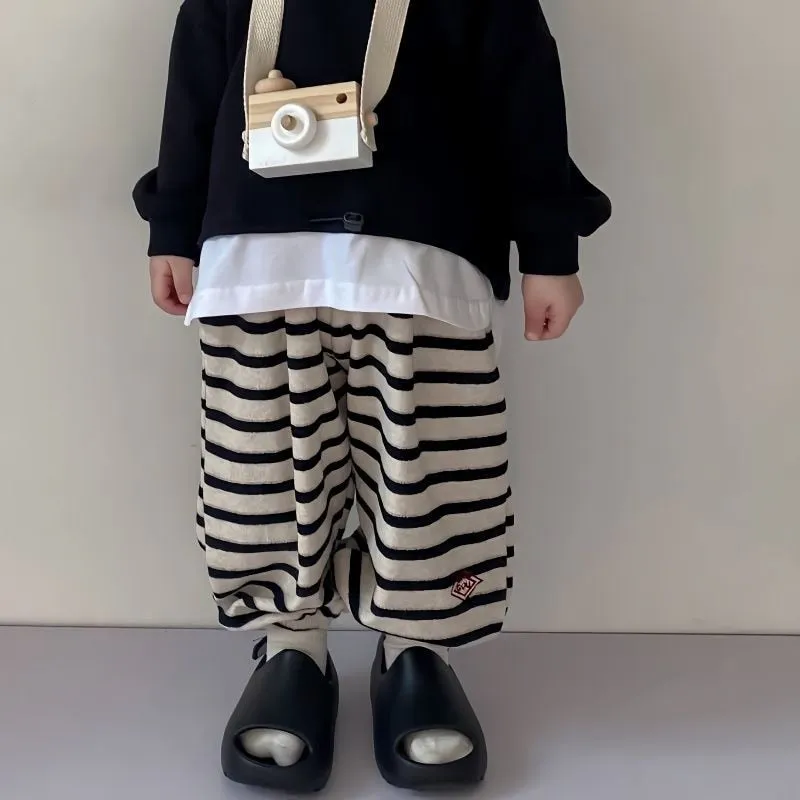 Children's Sets Spring Autumn Kids Sweater Striped Pants For Boys Girls' Sweater Korean Children's Loose Pullover Sweater