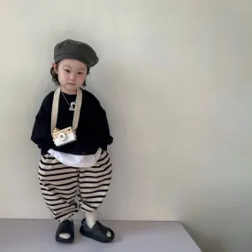 Children's Sets Spring Autumn Kids Sweater Striped Pants For Boys Girls' Sweater Korean Children's Loose Pullover Sweater