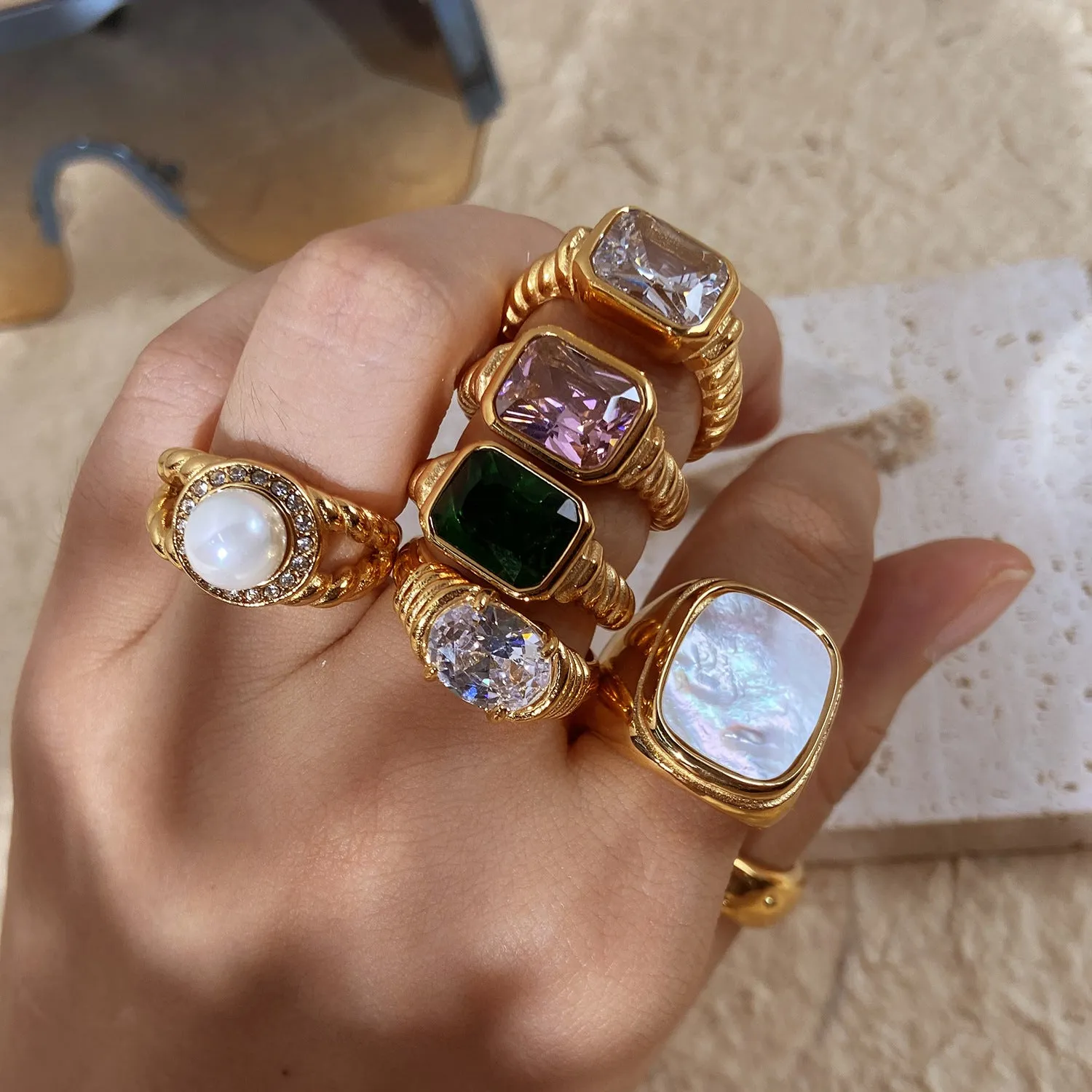 Chunky Pearl Shell Ring