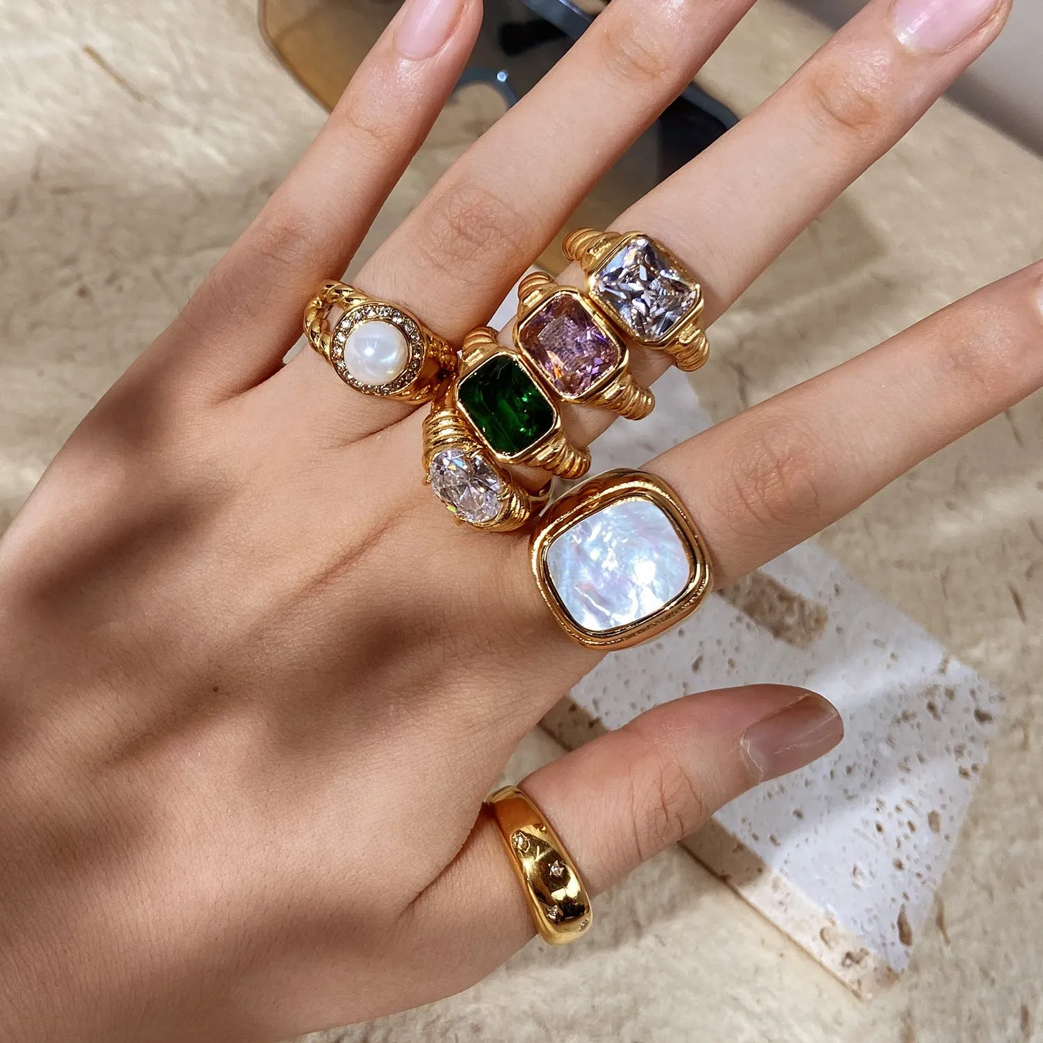 Chunky Pearl Shell Ring