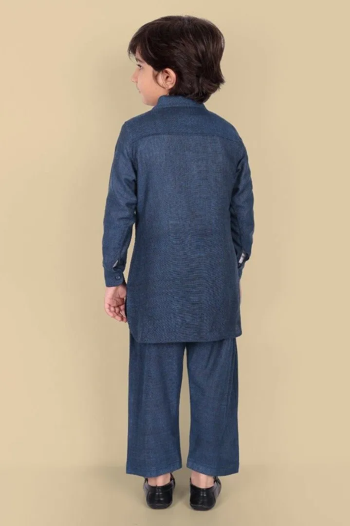 Cotton Linen Pathani Style Blue - Set of 2