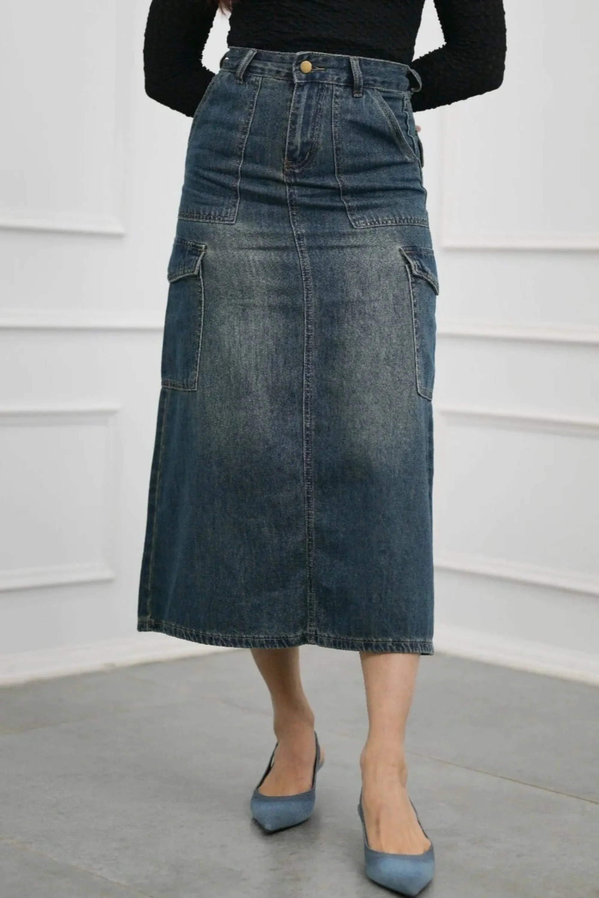 Denim Cargo Skirt