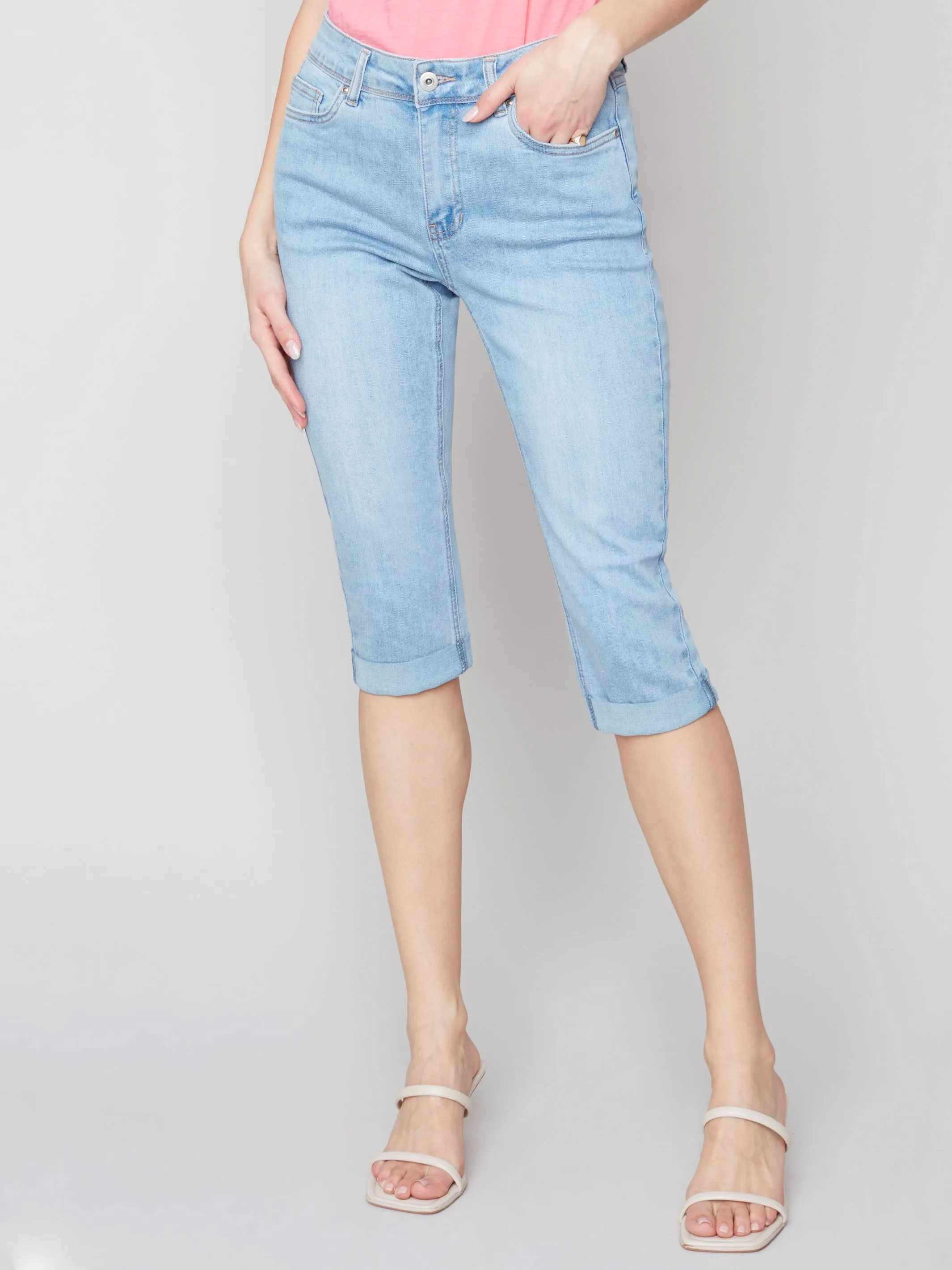 Denim Pedal Pusher Pants - Light Blue