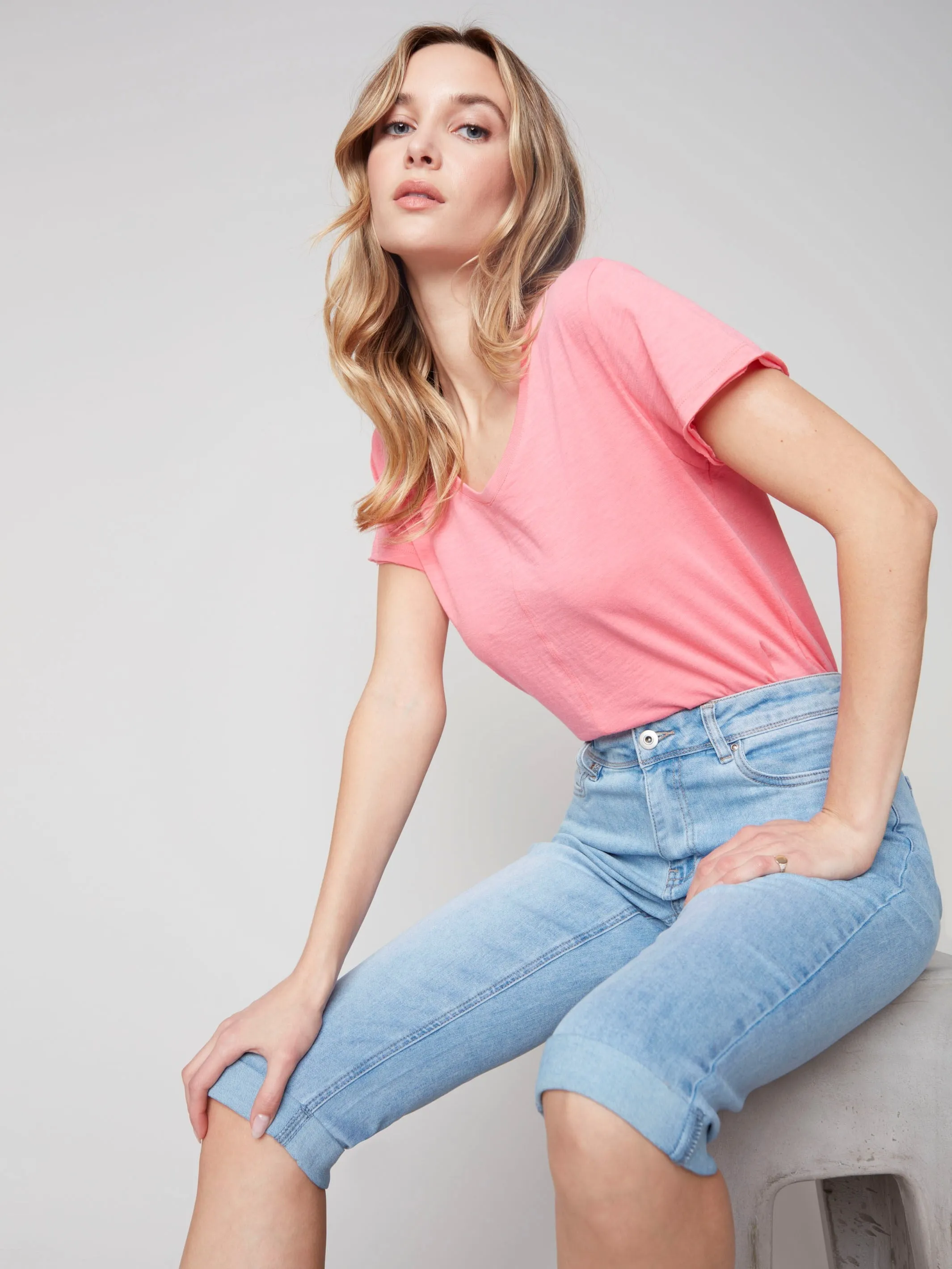 Denim Pedal Pusher Pants - Light Blue