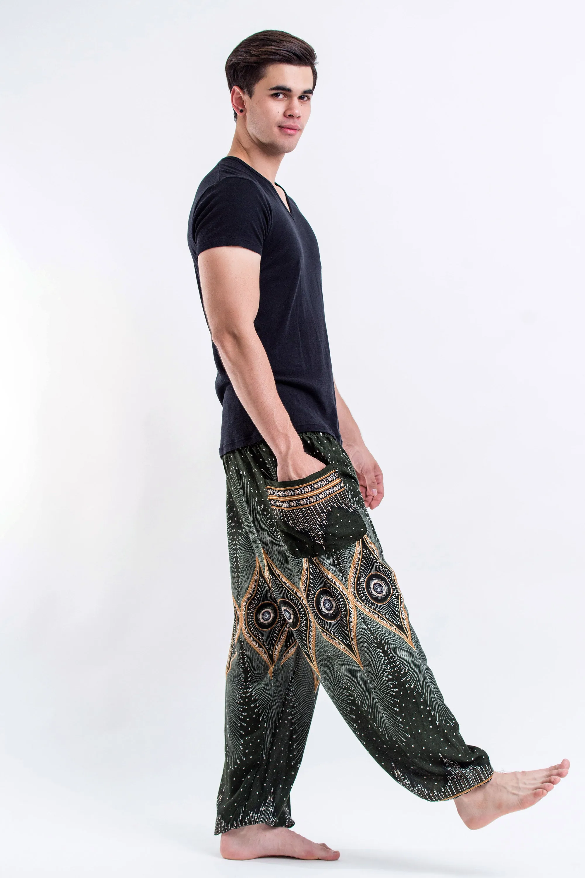 Diamond Peacock Men's Harem Pants in Green