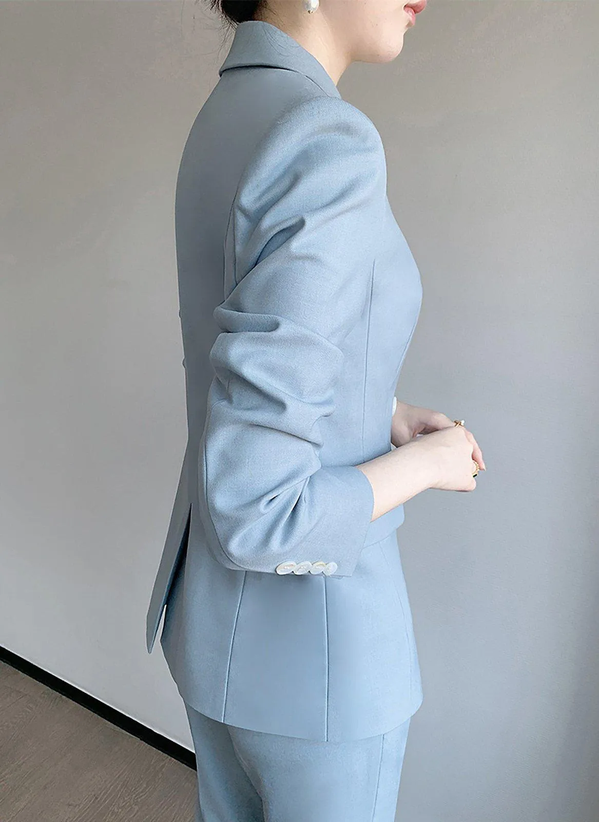 Double Breasted Blazer & Cropped Pants Two-Piece Set