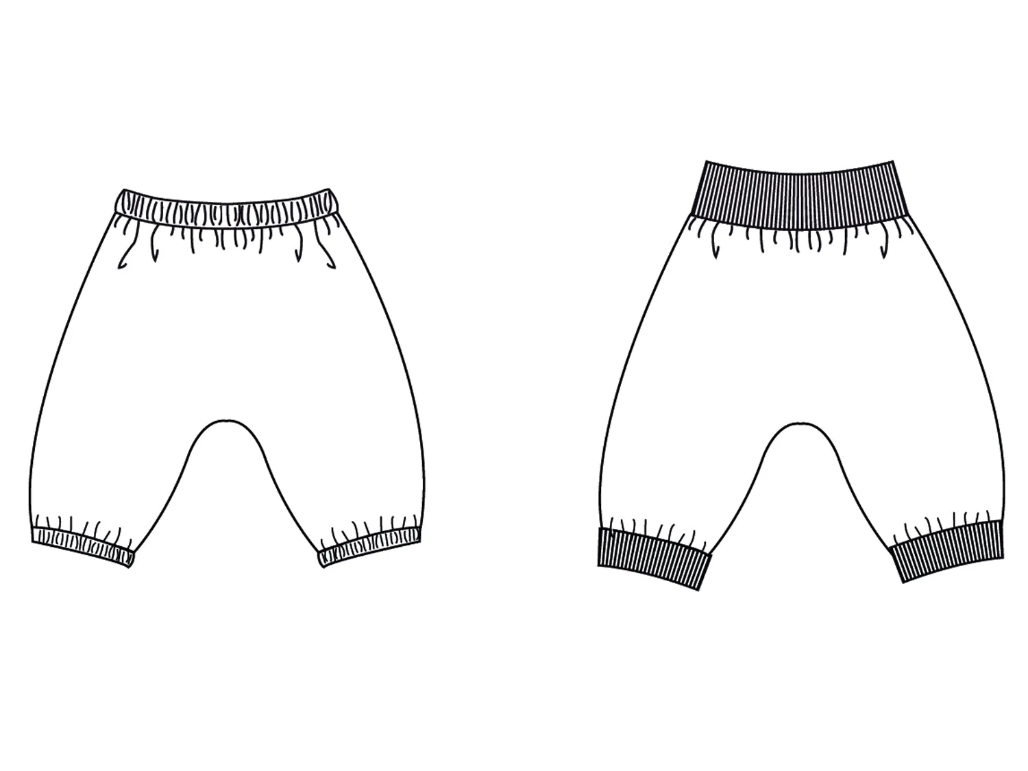 Easy Baby and Children pants sewing pattern for toddler boys   girls. Sweatpants, yoga harem pants with ribbing BREK by Patternforkids