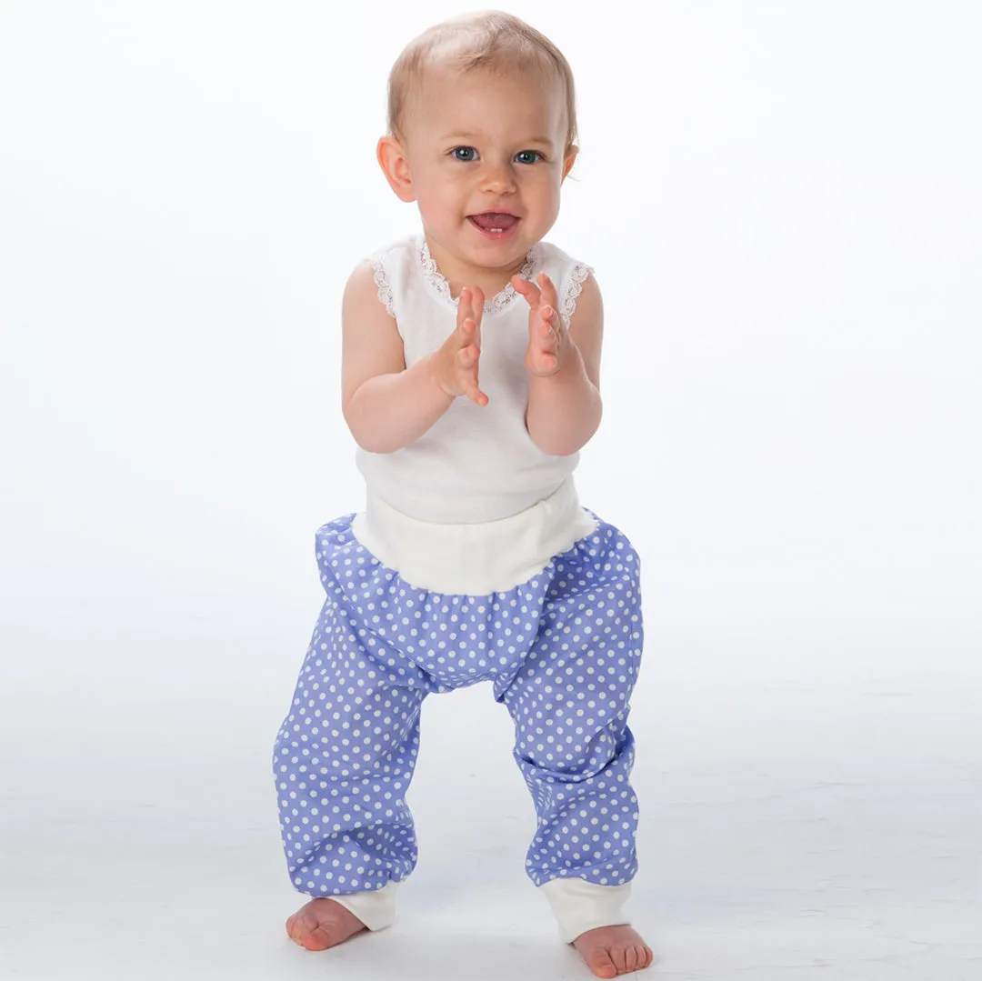 Easy Baby and Children pants sewing pattern for toddler boys   girls. Sweatpants, yoga harem pants with ribbing BREK by Patternforkids