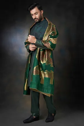 Emerald Green Handcrafted Embroidered Waistcoat