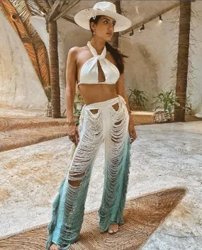 EMERALD OMBRE ALAÏA PANTS   TOP