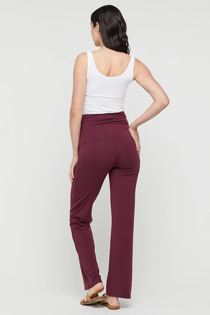 Essential Bamboo Maternity Pants - Burgundy