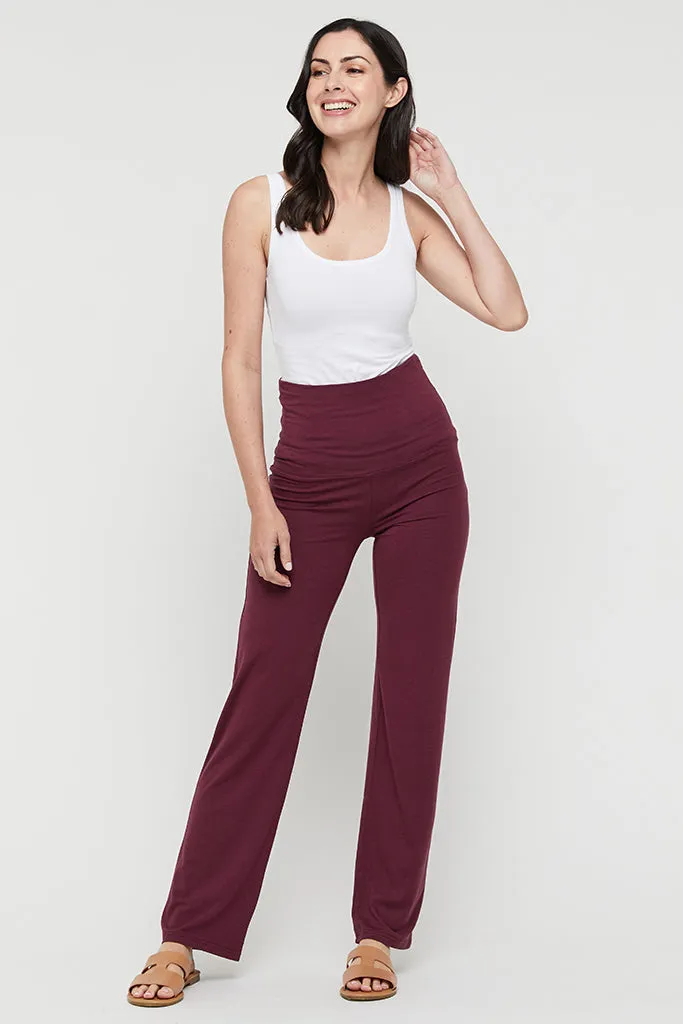 Essential Bamboo Maternity Pants - Burgundy
