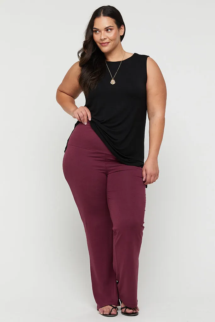 Essential Bamboo Maternity Pants - Burgundy