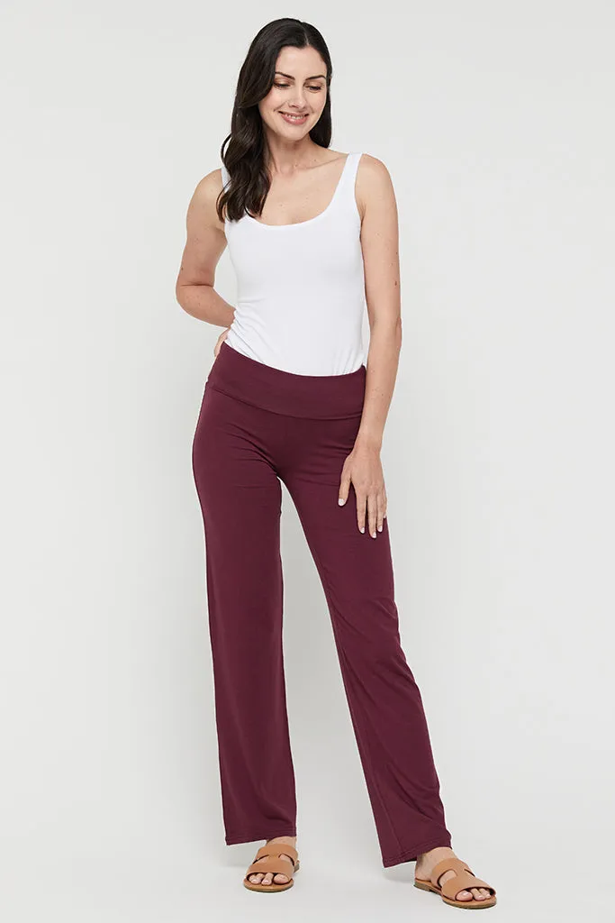 Essential Bamboo Maternity Pants - Burgundy
