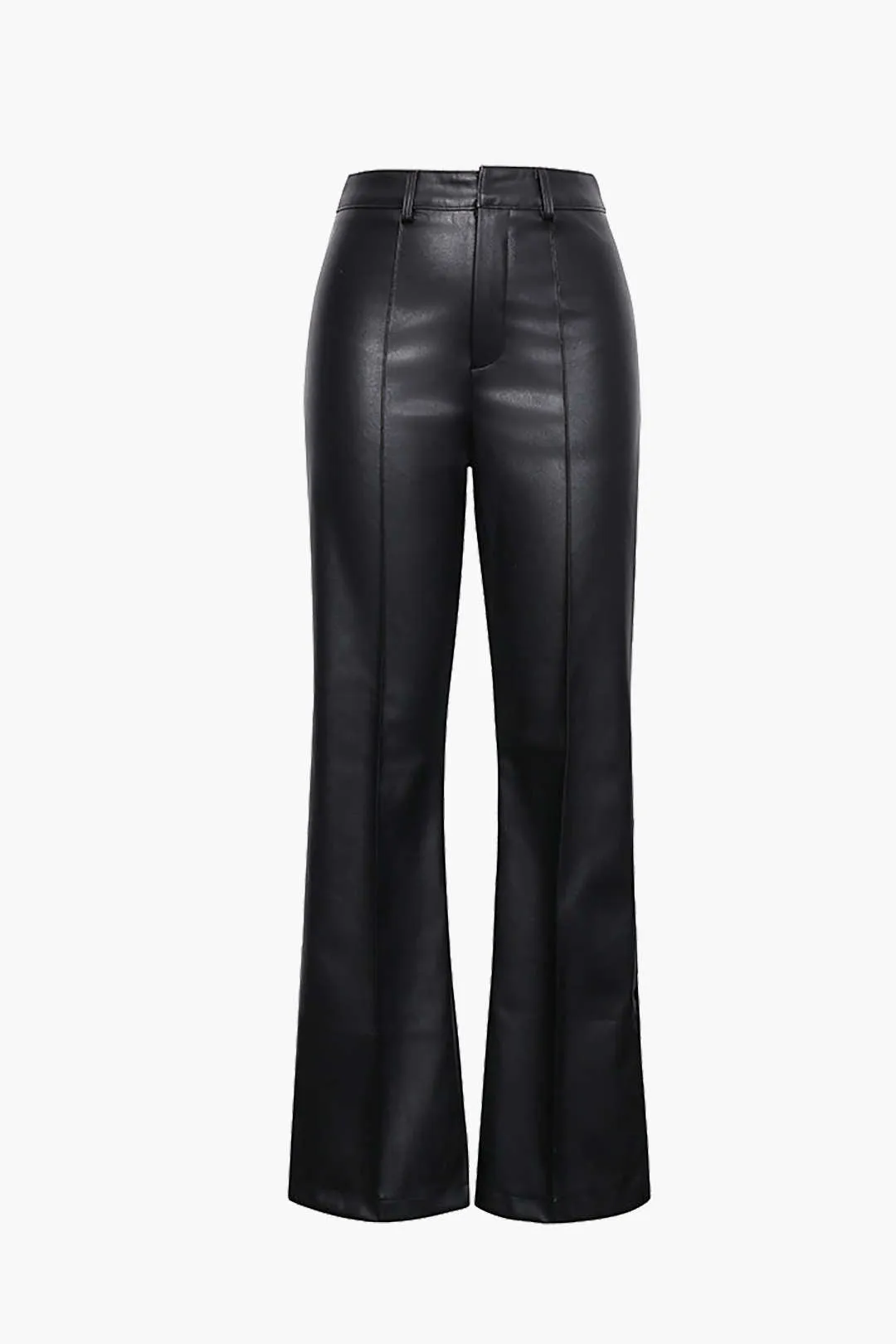 Faux Leather Straight Leg Pantolon