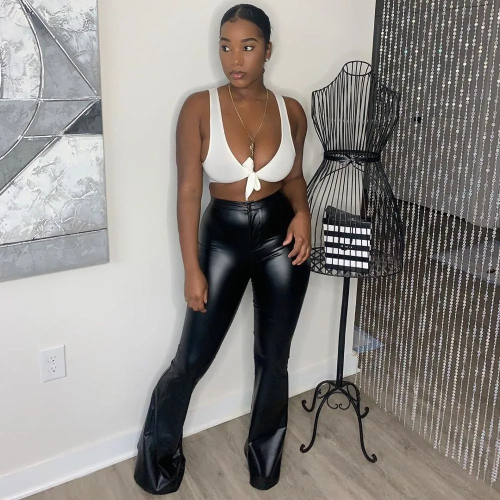 Flare Skinny Faux Leather Pants