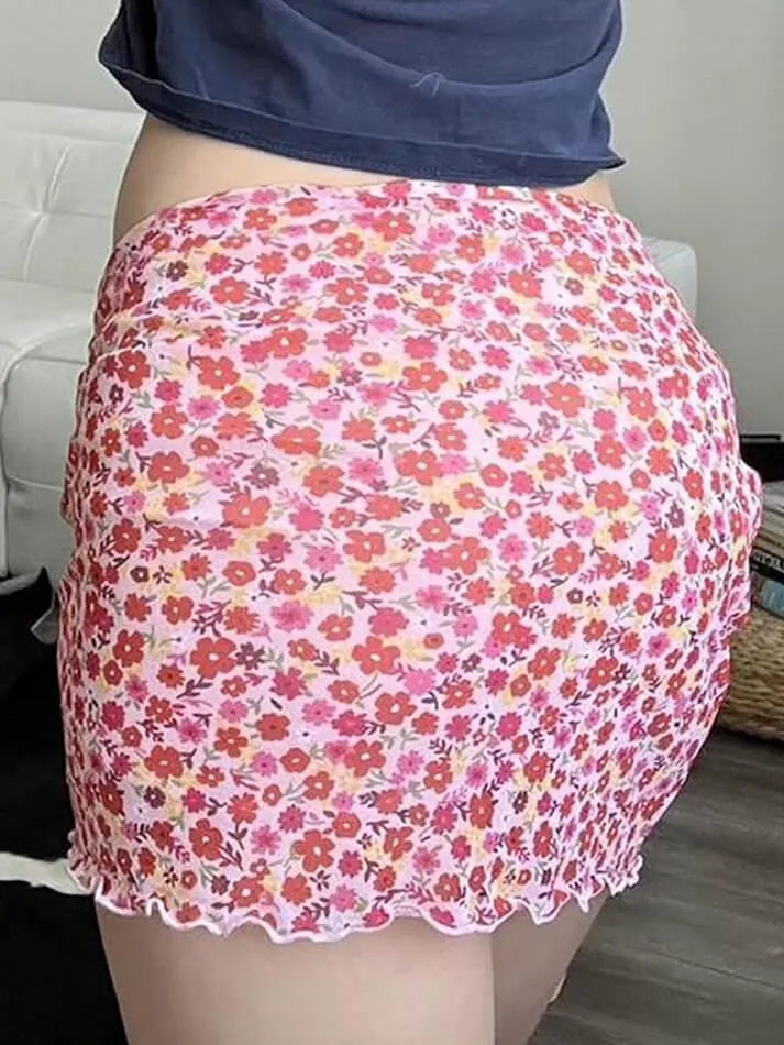 Floral Strappy Low Waisted Skirt