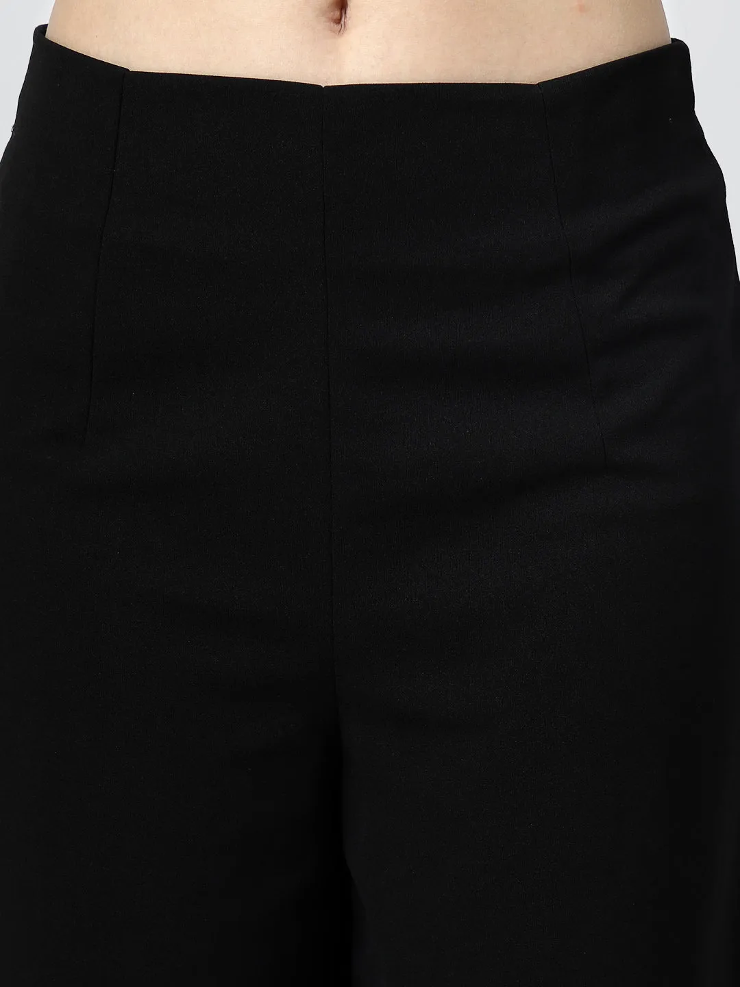 Fuchsia Front Wrap with Ruching Top and Black Pant