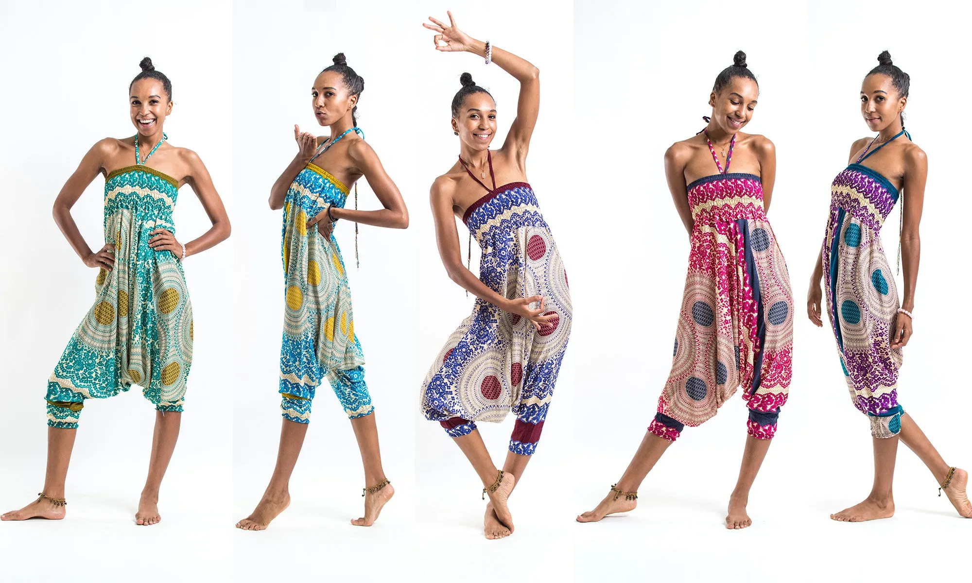 Geometric Mandalas 2-in-1 Jumpsuit Harem Pants in Royal Blue