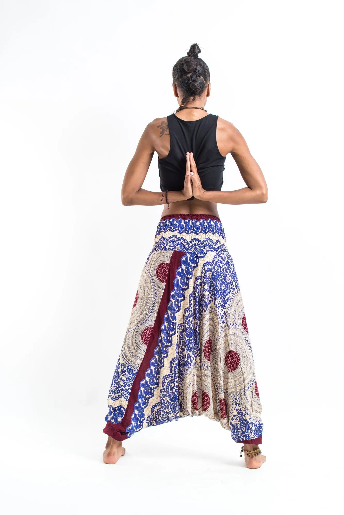 Geometric Mandalas 2-in-1 Jumpsuit Harem Pants in Royal Blue