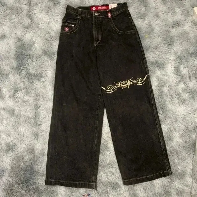 Getadme Jeans Y2K Harajuku Hip Hop Lucky 7 Graphic Print Baggy Jeans Men Women New Gothic High Waist Wide Leg Trousers Streetwear