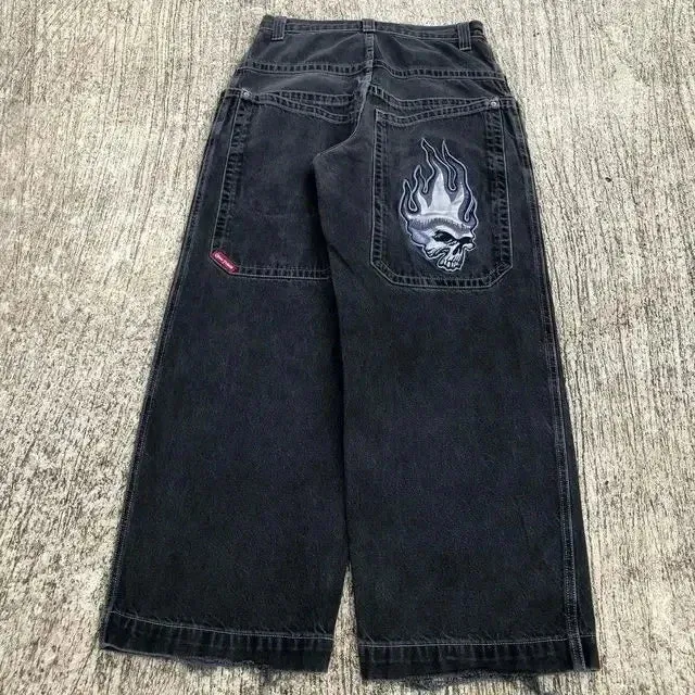 Getadme Jeans Y2K Harajuku Hip Hop Lucky 7 Graphic Print Baggy Jeans Men Women New Gothic High Waist Wide Leg Trousers Streetwear